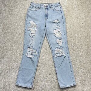 PacSun Mom Jeans Women 27 Light Blue Excellent Distressed High Rise Cotton